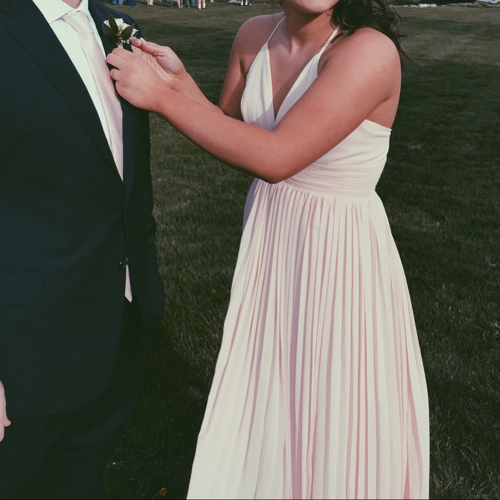 Light pink long prom dress